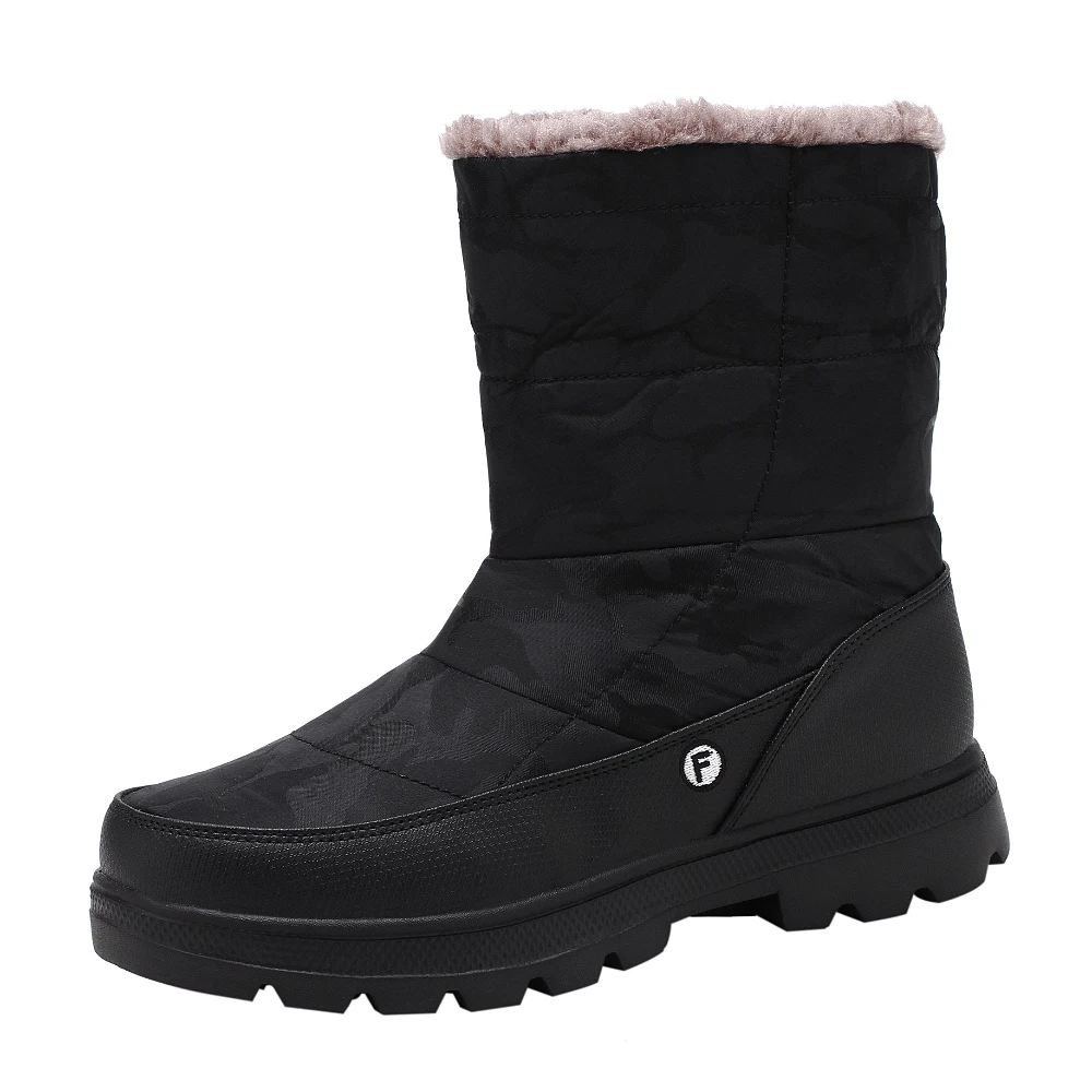Black Winter Shoes For Men Blue Red Camouflage Hunting Boots Man Non-Slip Winter Warm Men Snow Boots Fashion With Fur Skiing Boots Men - Цвет: Black