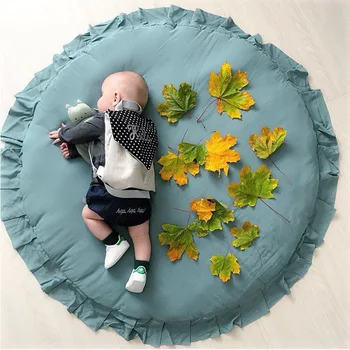

Cotton game blanket lace Baby Play Mats Pad Toddler Kids Crawling Blanket Round Carpet Rug Toys Mat For Children Room Decor