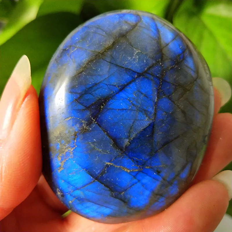 Natural labradorite stone crystal palm stones plaything healing crystals and home decoration
