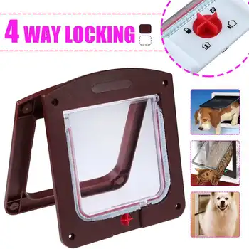 

Cat Flap Door with 4 Way Lock Security Flap Door for Dog Cat Kitten Small Pet Gate Door Kit Cat Door