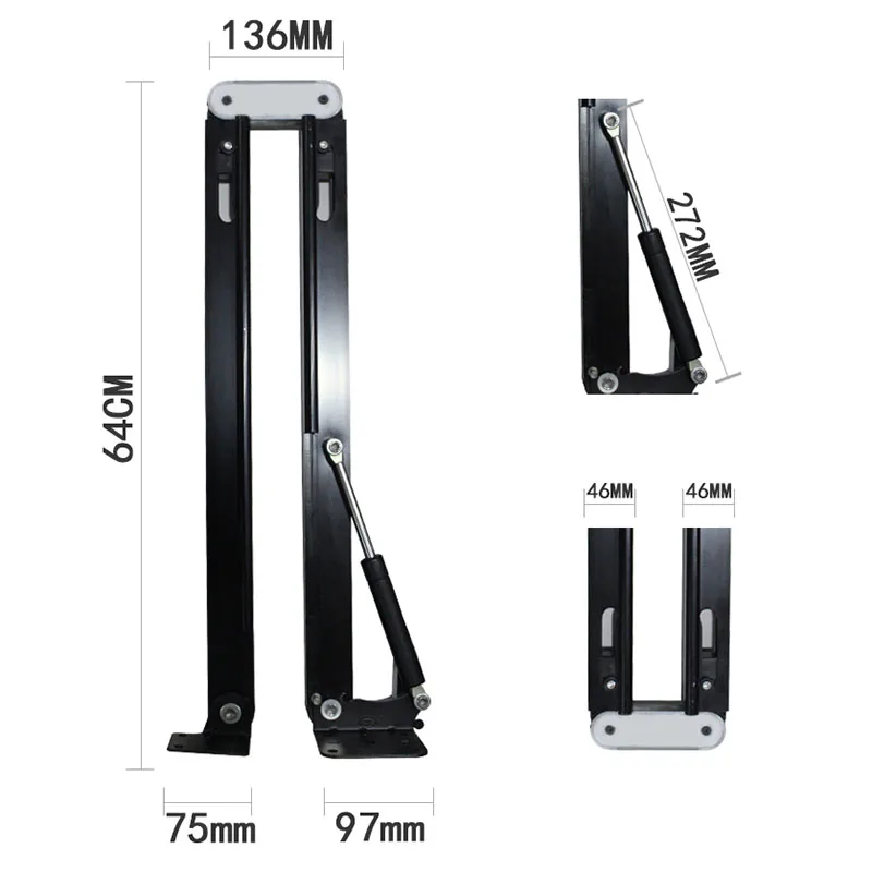 US $154.70 DIY Folded Table Mechanism Kit Hidden Book Table Hardware Set Gas Spring Furniture Hinges