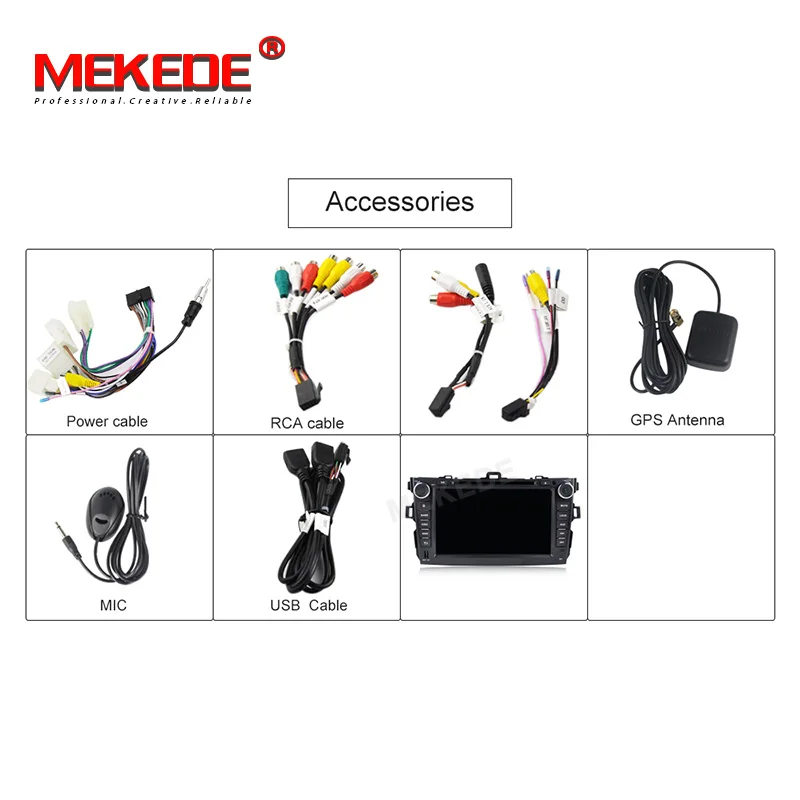Best MEKEDE Android9.0 4G RAM 64G ROM HD screen 1024*600 Car DVD For toyota corolla 2006-2011 with WIFI 4G radio RDS ipod 5