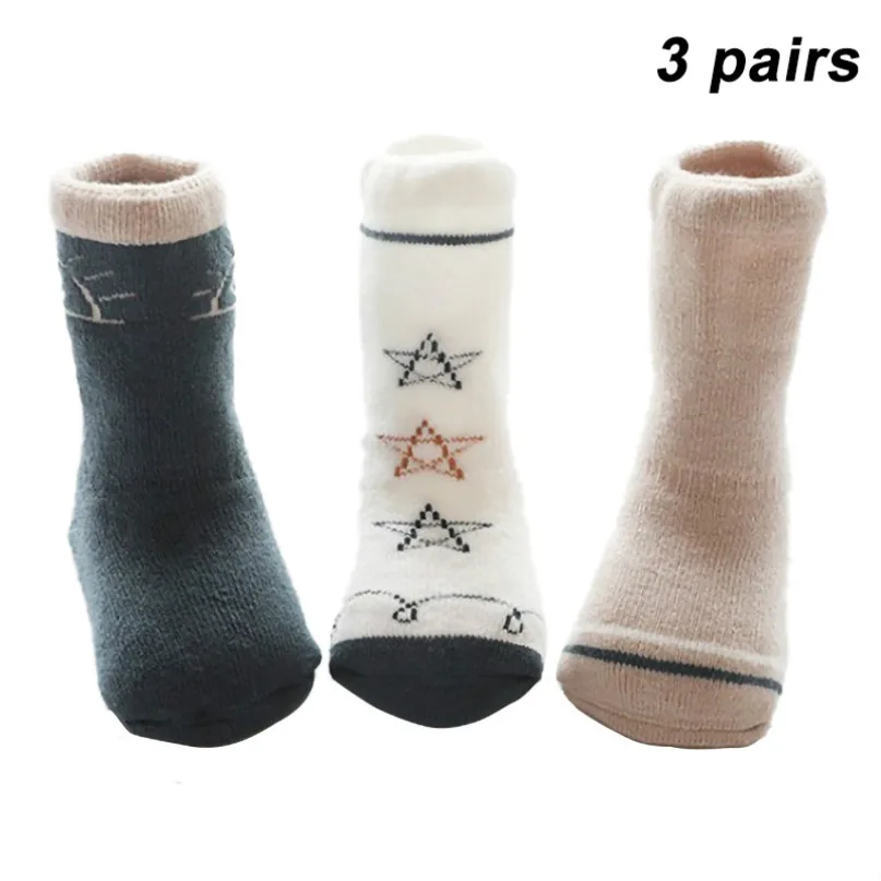 3 pairs C Осенне-зимние дышащие нескользящие носки-тапочки носки для мальчиков и девочек домашние детские носки хлопковые утепленные носки-тапочки с героями мультфильмов - Цвет: 3 pairs C