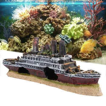 

Aquarium Fish Tank Landscape Titanic Lost Wrecked Boat Ship Aquarium Decoration Ornament Wreck Ornaments