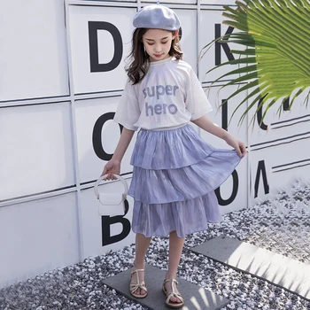 

New Girls Casual Dressess 3-12 years old Short and Skirt Two Pieces Children's Clothing Summer Kids Clothes Suit
