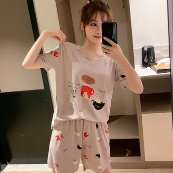 

Fat Plus Size Women Pajama Set Summer Soft Silk Pyjamas Satin Sleepwear Fashion Home Wear Ladies Casual Loose Pijamas Sets M-5XL