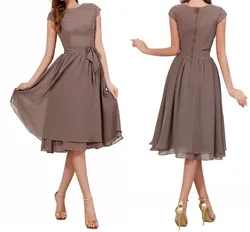 Vestidos Noiva Suumer Mother Of The Bride Dresses 2021 Chiffon Knee Length Plus Size Wedding Party Gowns Custom Made