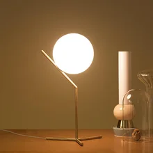 Скандинавский Железный кронштейн стеклянный шар светодиодный настольная лампа для учебы и чтения теплое прикроватное освещение для спальни Декор для гостиной настольные лампы