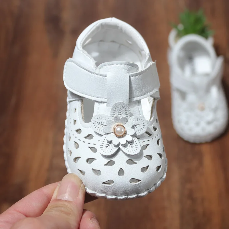 Infant Girls Baby Sandals Shoes Summer Kids Flower Shoes Hollow Soft Leather Sandals Children Toddler Cute 0-2 Years Old