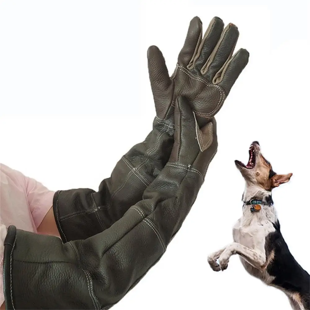 1 Pair Pet Gloves Handling Gloves Strengthened Leather Anti Bite Protective For Cat Dog And Gardening Work