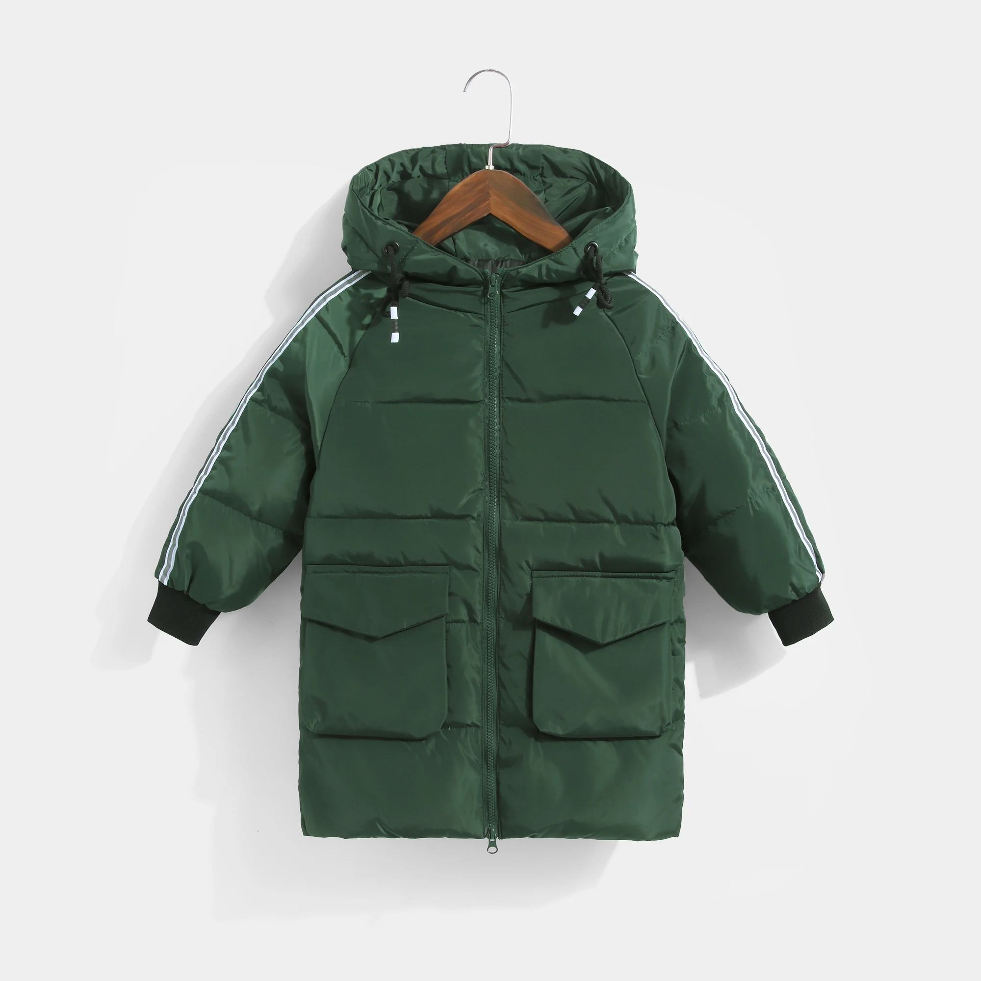 Зеленый Children Winter Jacket New Kids Hooded Warm Long Down Jacket for Girls Teenage Coat Baby Boy Snowsuit Girls Outerwear Coats - Цвет: Зеленый