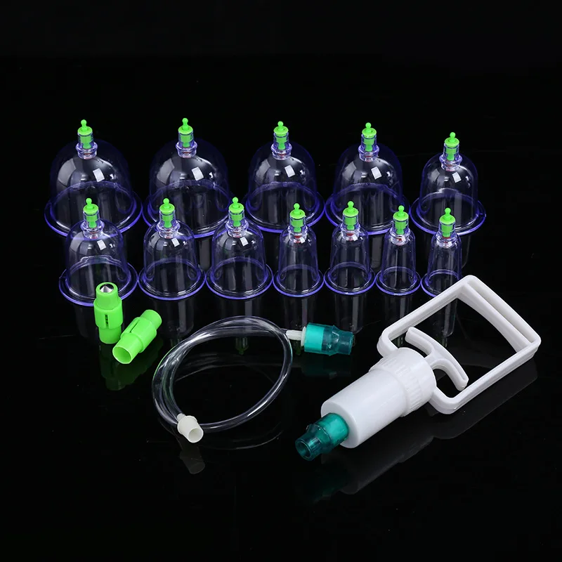 

12 Cupping Cups Set Medical Vacuum Cans Vacuum Pump Extract Air Back Body Massage Massager Health Care Home Use