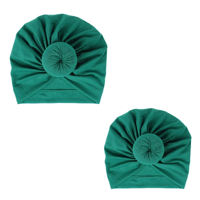 Fashion Mommy and Baby Cotton Round Ball Flower Hat Women Caps Girls Newborn Turban Knot Kids Adult Headwear Hair Accessories 2pcsmom and baby