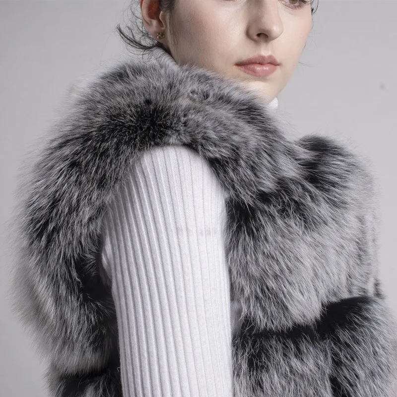 Женский зимний жилет из натурального Лисьего меха 70 см|real fox fur gilet|real foxnatural |