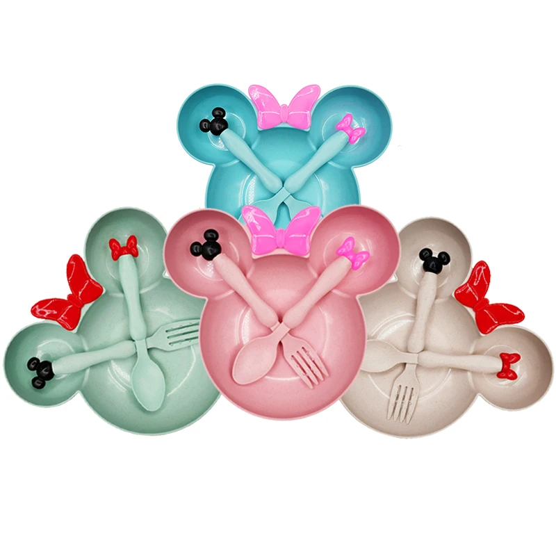 

3pcs/set Baby Feeding Tableware Toddle Cartoon Dishes Kids Plate Dinner Bowl Spoon Eco-friendly Children Training Dinnerware Set