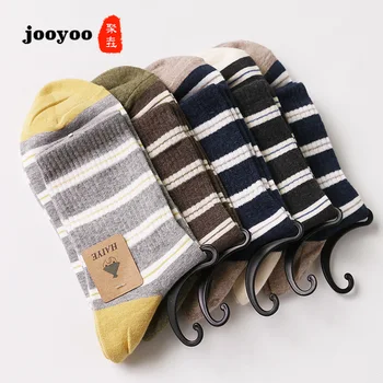 

Autumn Winter Simple Mens Socks Striped Pattern Cotton Breathable Sweat-absoring Socks Comfortable Men's Sock Streetwear Sox