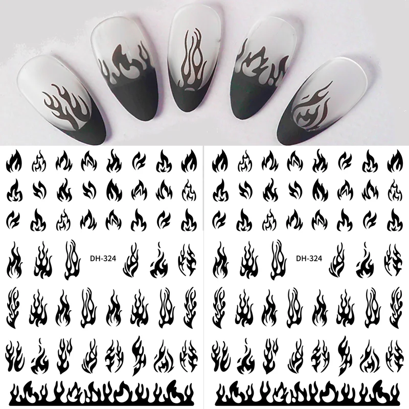 

Black Fire Nail Polish Equipment Nail Stickers Set Nails Decorations Accesoires Nail Supplies Press On Nails Stickers and Decals
