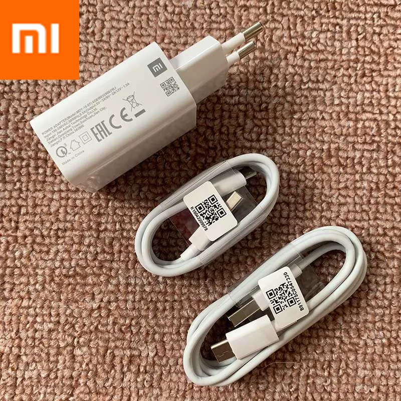

100% Original xiaomi Mi9 SE 18W fast wall charger QC3.0 fast charger adapter 100cm USB 3.1 data cable for MI 9 SE 8 6 mix 2 2S 3
