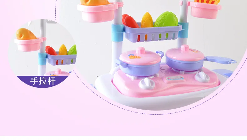 Детский развивающий игровой дом Кухня игрушка мульти-функциональный светильник звук детские Пособия по кулинарии Чемодан тележка Кухня набор