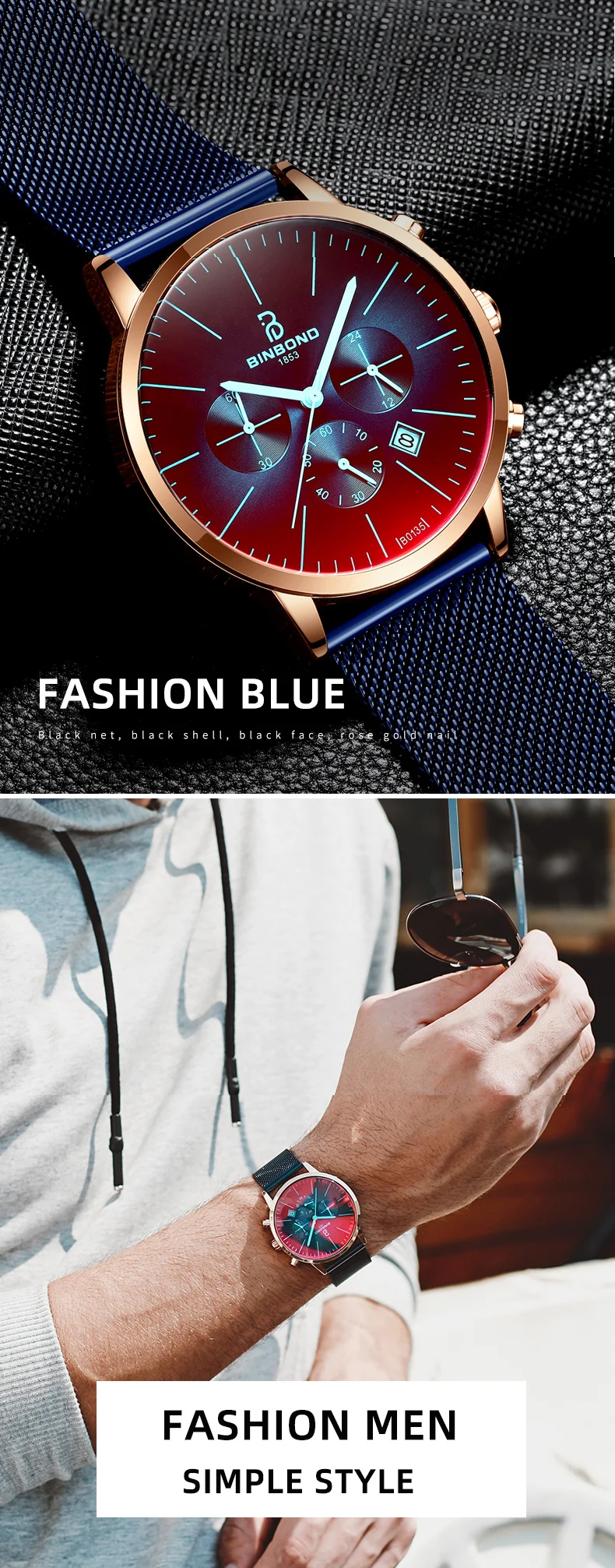 Relógio Masculino Moda Colorido Vidro À Prova