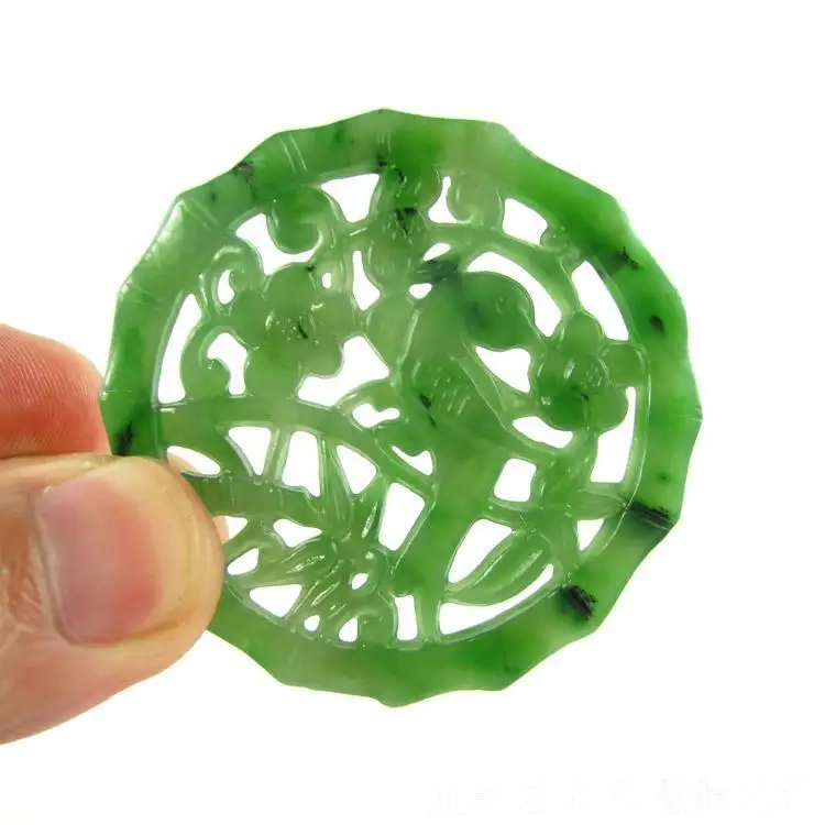 Hetian Jade Russian Jasper Mine Timber Level Spinach Green Lucky Pixiu Double Pixiu Pendant Men And Women