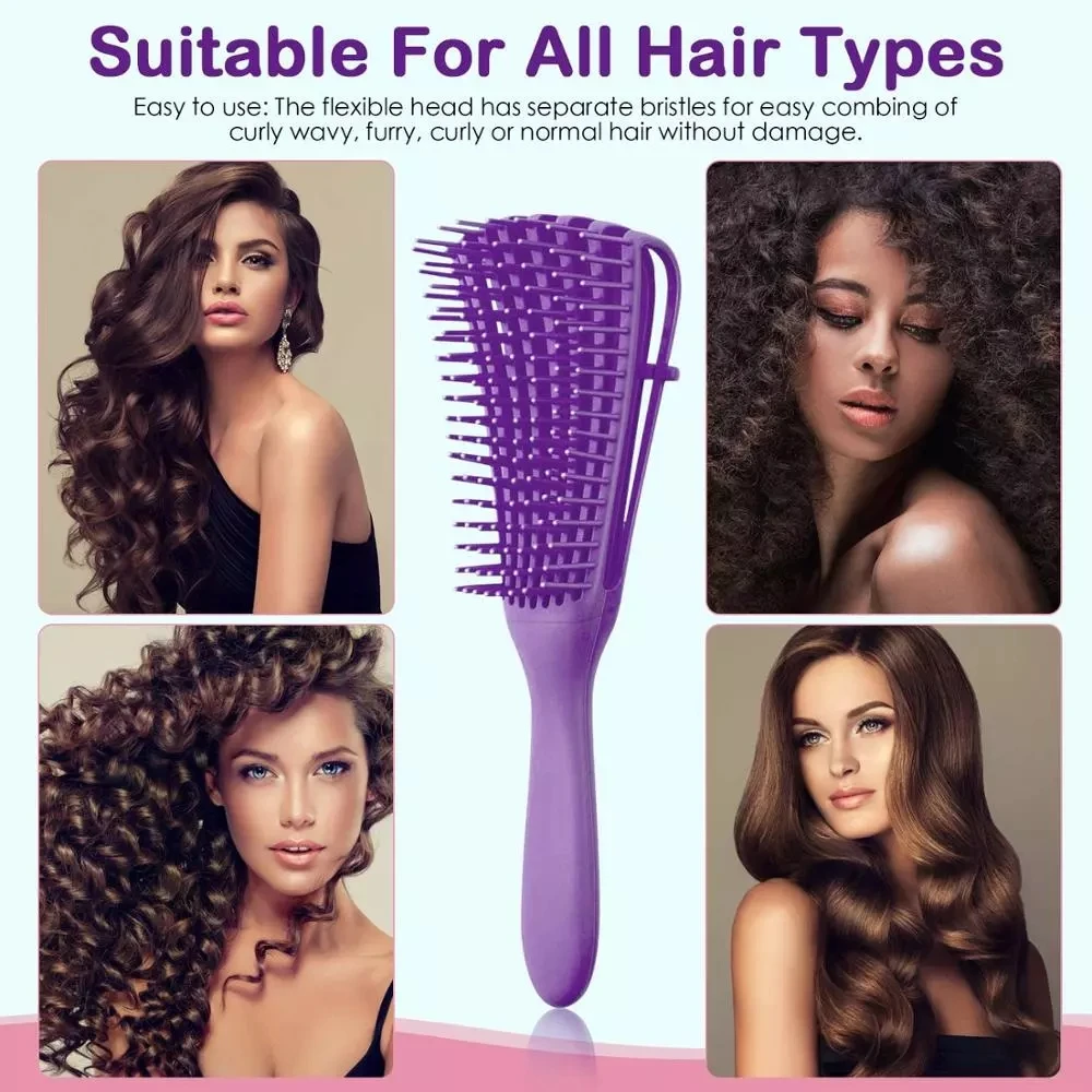 Detangling curly Hair Brush Massage Wet Hair Comb Detangler Hairbrush 2a to 4c Kinky Wavy/Curly/Coily/Wet/Dry/Oil/Thick Hair