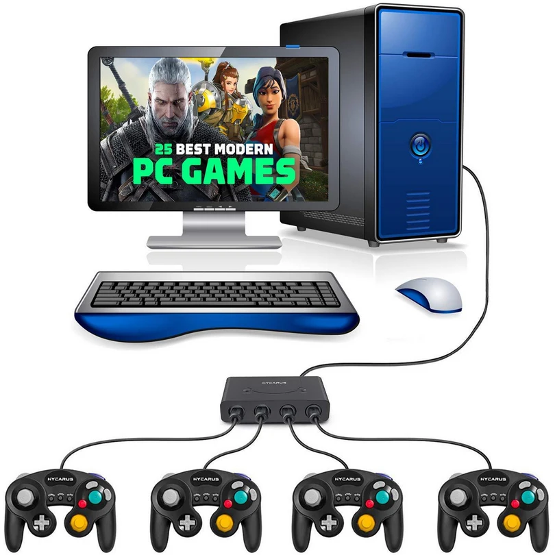 4 порта для Gamecube контроллер адаптер конвертер forWIIU USB Nod Switch Adaptateur PC NG C игровые