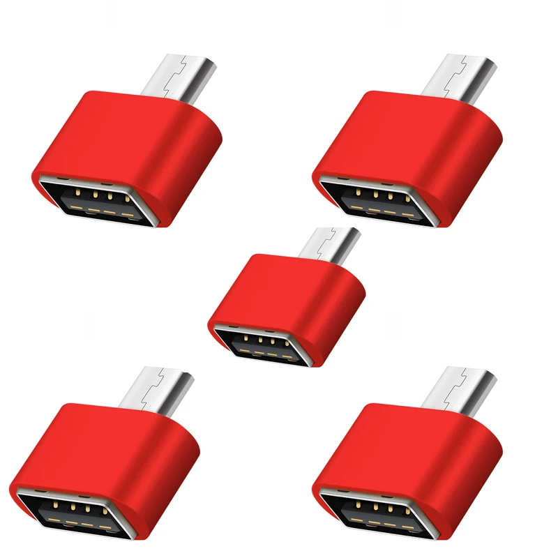 1/5 шт данных Портативный OTG конвертер Micro USB мужчина к USB 2,0 Женский адаптер для Xiaomi samsung huawei Android телефон - Color: 5 pcs red