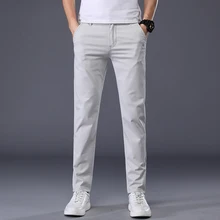 

2022 7 Colors Men's Classic Solid Color Summer Thin Casual Pants Business Fashion Stretch Cotton Slim Brand Trousers Male