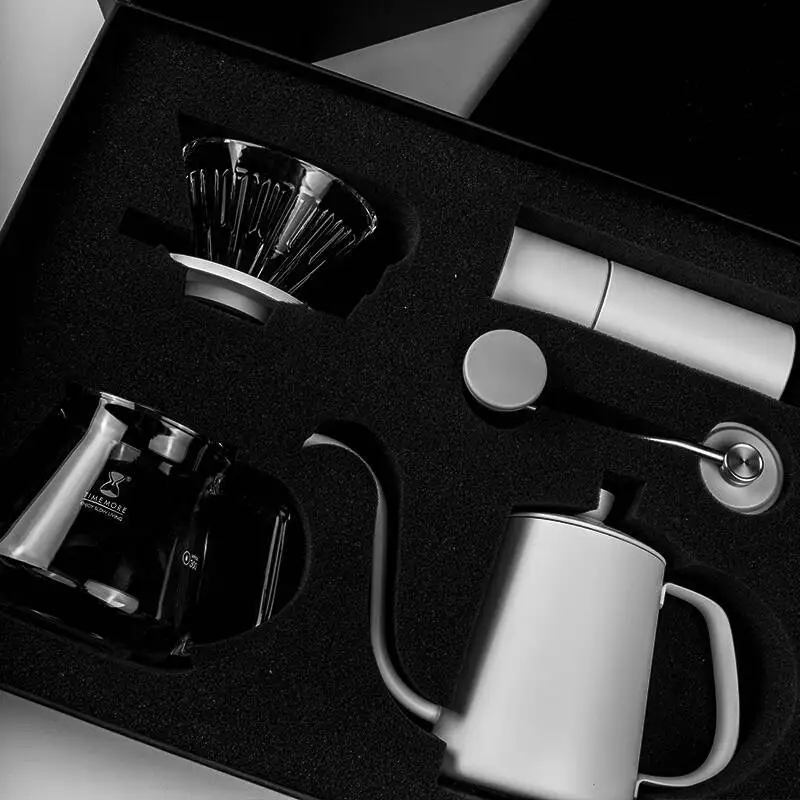 

Timemore Six-piece Set of White and Black Hand Coffee Gift Box, Household Drip Coffee Set, Hand Pot, Grinder CNC Grinding Core