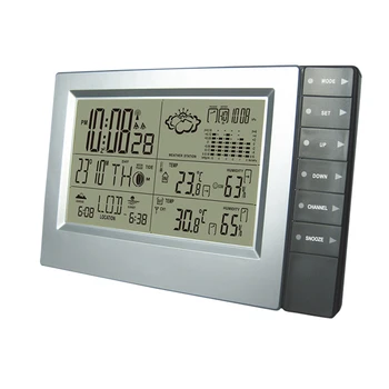 

Weather Station Wireless With Digital Alarm Clock Barometer Indoor Outdoor Temperature Humidity Meter 1 Transmitters