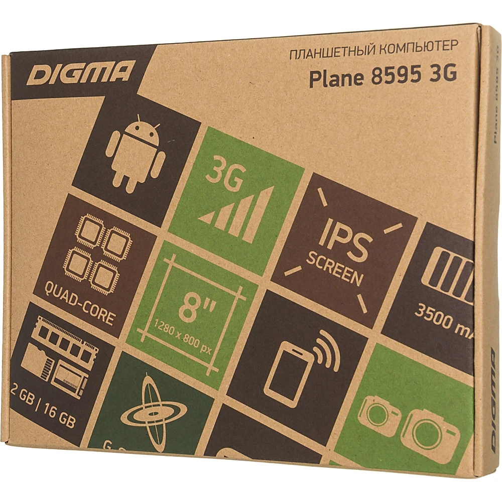 Планшет Digma Plane 8595 3G SC7731E 4C/2Gb/16Gb 8" IPS 1280x800/3G/And9.0/черный/BT/GPS/2Mpix/0.3Mpi