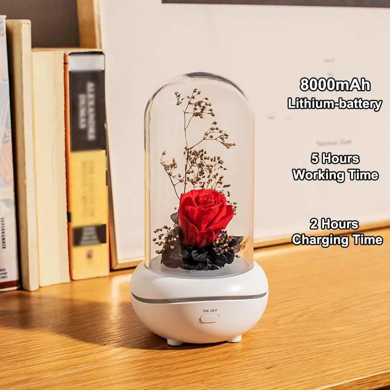 Preserved Rose Lamp Christmas LED Rose Lamps Aromatherapy Mechine Aroma Essential Oil Diffuser Unique Present for Birthday Gift