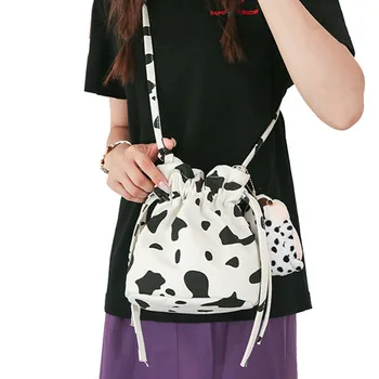 

Cow Printed Women's Canvas Shoulder Bags Fashion Simple Female Crossbody Bags Tote High Quality Ladies Shoulder Messenger Bag
