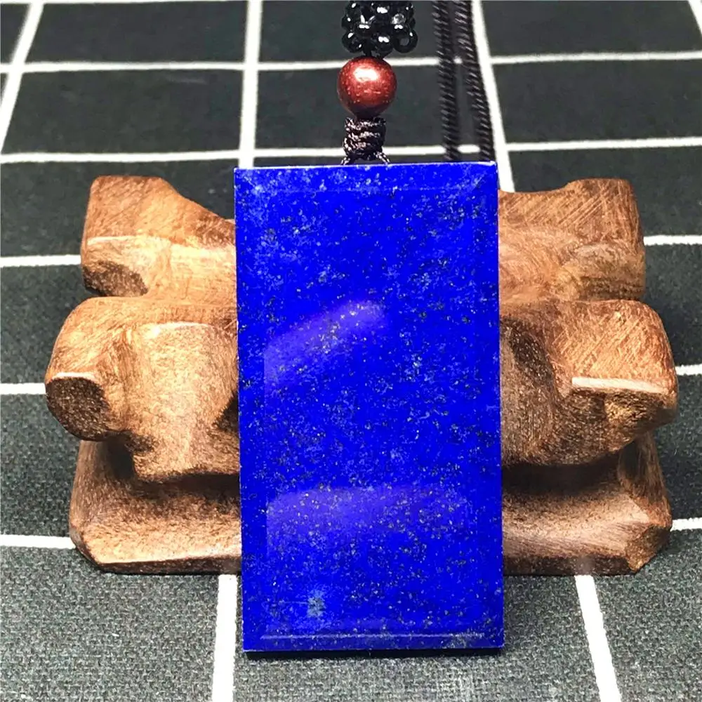 

Natural Blue Lapis lazuli Pendant Necklace Jewelry For Woman Man Crystal 52x28x5mm Rectangle Beads Stone Adjustable Rope AAAAA