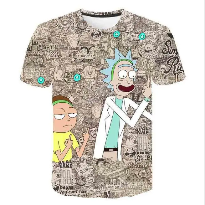 picture color Коллекция года, модная футболка с 3d принтом «fallow Rick and Morty» Мужская детская футболка летние футболки с короткими рукавами и круглым вырезом - Цвет: picture color