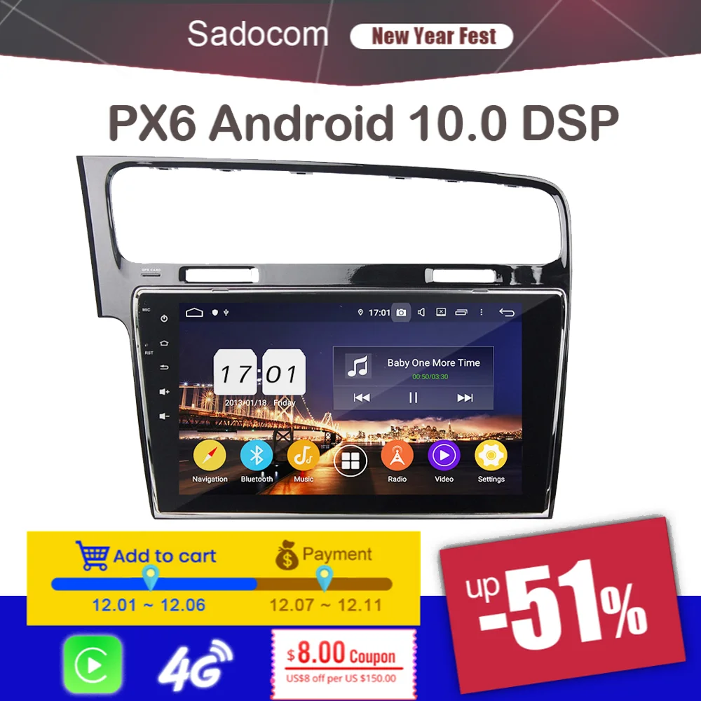 PX6 10 2 &quotDSP TDA7851 Android 0 64G 4 Гб RAM 8core автомобильный dvd плеер RDS Авторадио wifi