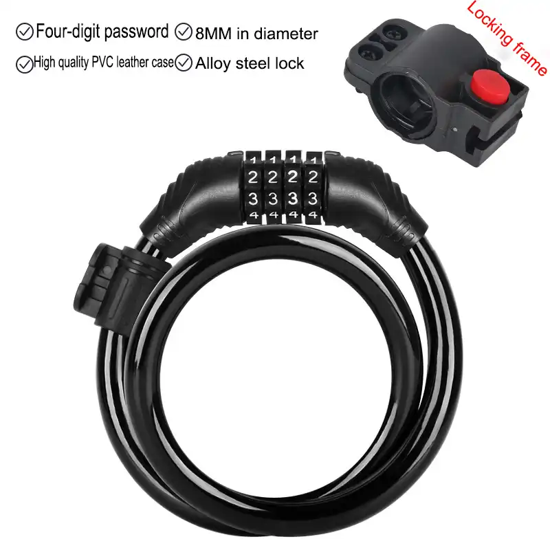 3 Digit Combination Portable Bicycle Bike Locks Spiral Steel Safety Cable Lock