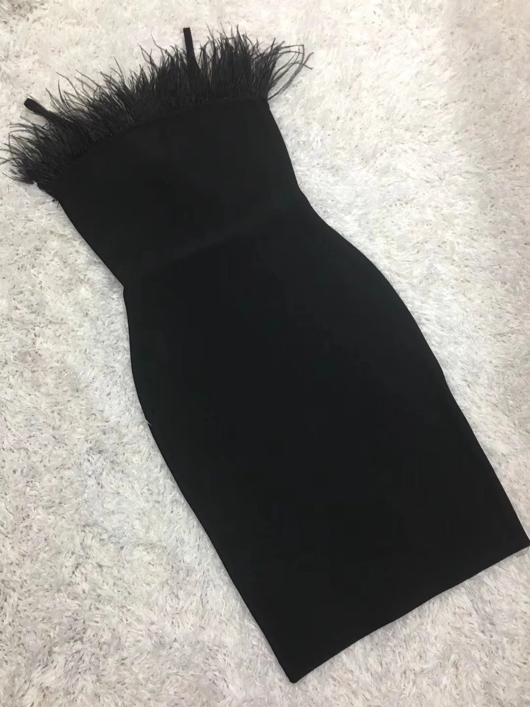 Вискоза эластичная Bodycon Вечерние Платье Лидер продаж Для женщин летние сексуальными тоненькими лямками без бретелек Перья чёрный; коричневый бандажные платья