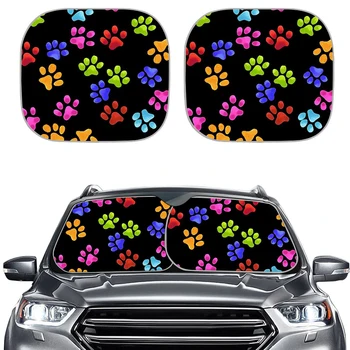 

2-piece Dogs Prints Windshield Sun Shade Fit Most Cars Suv Trucks Customize High Quilty Folding Sunshades Anti UV rays And Heat