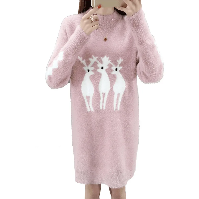 Имитация воды бархат пуловер вышивка свитер женский корейский вариант свитер свободный длинный раздел