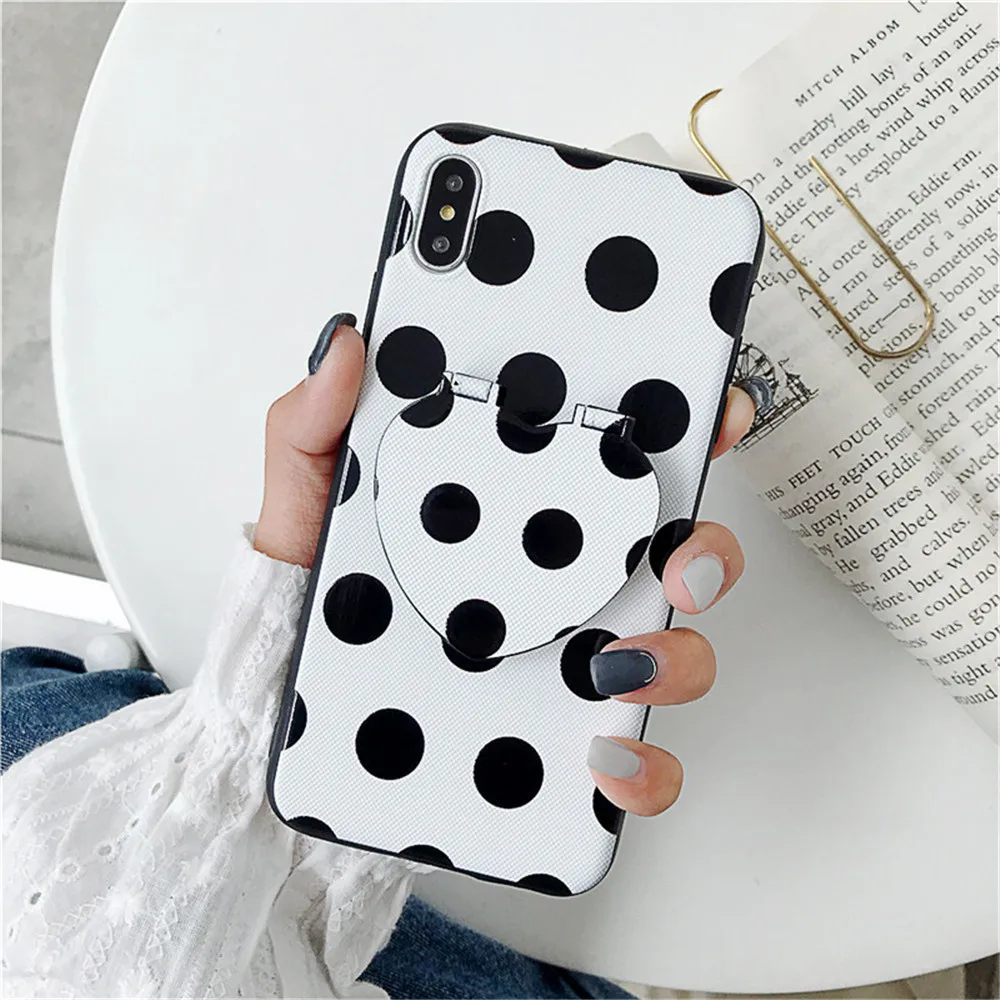 Черный и белый чехол для телефона для iPhone 11 Pro Max чехол с зеркальным кольцом для iPhone 5 5S 7 8 6 6S Plus XR XS MAX стеклянный чехол