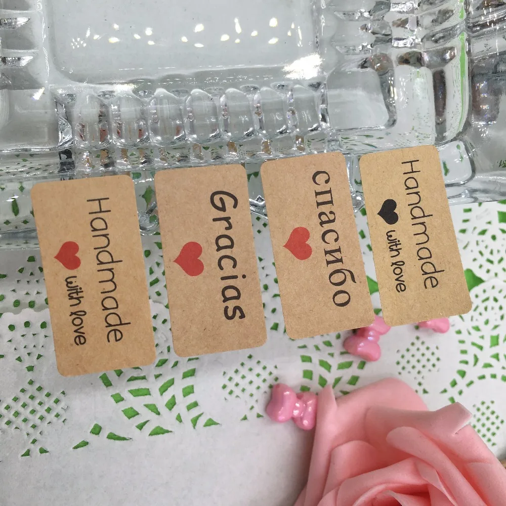 

5000pcs package seal label products Nice Kraft paper Self-Adhesive Handmade with love Baking Seal Sticker label products