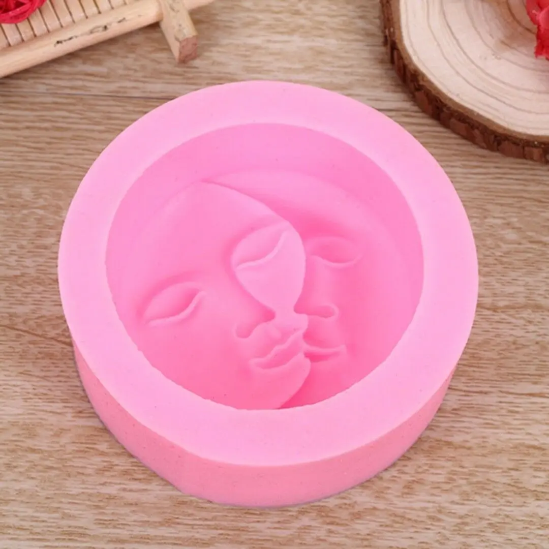 1 шт. торт форма для выпечки, круглая Sun Moon лица силиконовая форма DIY Fondant(сахарная) Шоколад Мыло для декорирования торта кухонный многофункциональный инструмент для выпечки