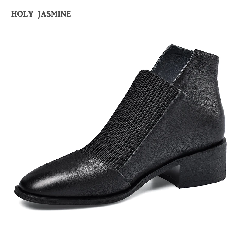 

2020 Spring Shoes Brand Concise Ankle Boots Popular Chelsea Boots Solid Classic Oxford Pointed Toe Slip on Soft Genuine Leather