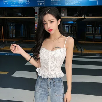 

Temperament Sexy lace sling hook flower bandage lotus leaf sling female slim