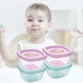 

4 Pack Baby Blocks Food Storage Container Set With Leakproof Lids Reusable 4oz Jars Safe For Microwave Freezer Travel