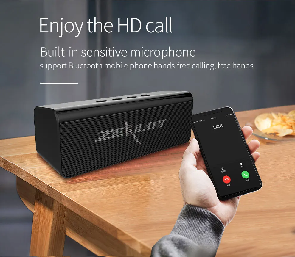 Zealot S31 HiFi Bluetooth динамик 3D стерео звуковая коробка Беспроводная колонка с поддержкой usb накопитель, TF карта