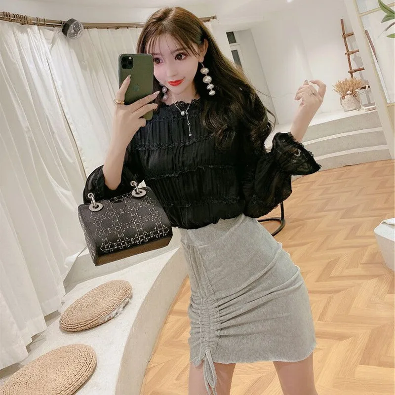 

Spring Office Lady Elegant Drawstring Mini Skirts Womens 2020 Summer Club Party Night Evening Pleated Ladies Street Casual Skirt