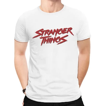 

LUSLOS 2019 Summer Tshirt Stranger Things Printed T Shirt Men T-shirt Short Sleeve White Tee Shirts Funny Man Streetwear Clothes
